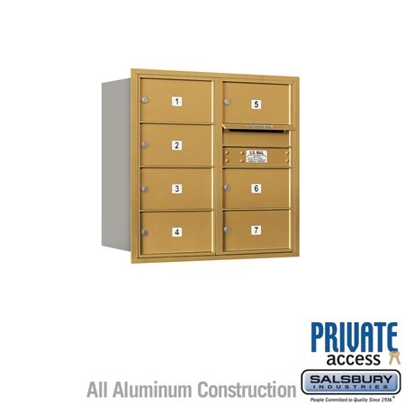 Salsbury Industries 3708D-07GRP-07-RP 4C Horizontal Mailbox 8 Door High Rear Loading Private Access Gold
