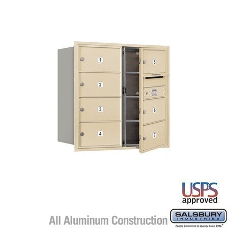 Salsbury Industries 3708D-07SFU-07-FU 4C Horizontal Mailbox 8 Door High Front Loading USPS Access Sandstone