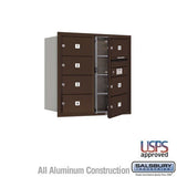 Salsbury Industries 3708D-07ZFU-07-FU 4C Horizontal Mailbox 8 Door High Front Loading USPS Access Bronze