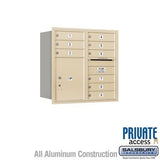 Salsbury Industries 3708D-09SRP-09-RP 4C Horizontal Mailbox 8 Door High Rear Loading Private Access Sandstone