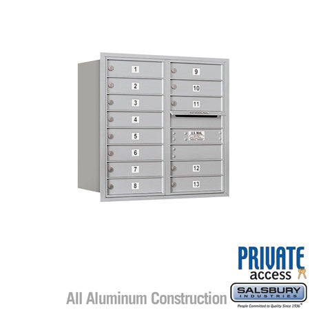 Salsbury Industries 3708D-13ARP-13-RP 4C Horizontal Mailbox 8 Door High Rear Loading Private Access Aluminum