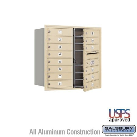 Salsbury Industries 3708D-14SFU sandstone horizontal mailbox usps access