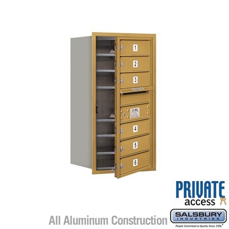 Salsbury Industries 3708S-06GFP gold horizontal mailbox private access