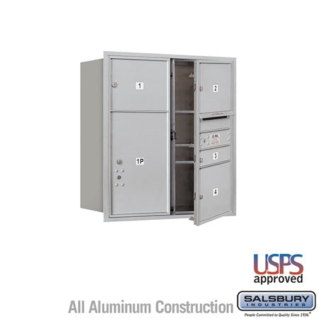 Salsbury Industries 3709D-04AFU-04-FU 4C Horizontal Mailbox 9 Door High Front Loading USPS Access Aluminum