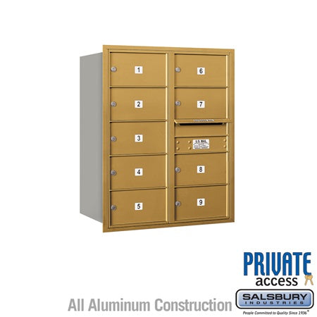 Salsbury Industries 3710D-09GRP gold horizontal mailbox private access