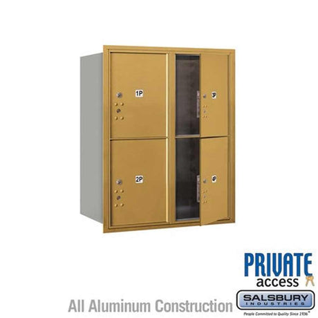 Salsbury Industries 3710D-4PGFP gold horizontal mailbox private access