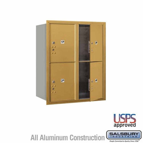 Salsbury Industries 3710D-4PGFU gold horizontal mailbox usps access