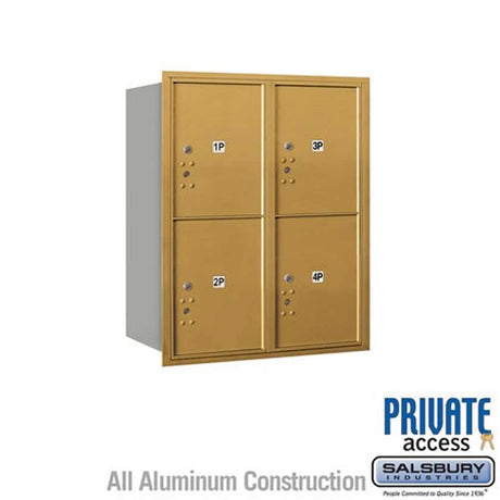Salsbury Industries 3710D-4PGRP gold horizontal mailbox private access