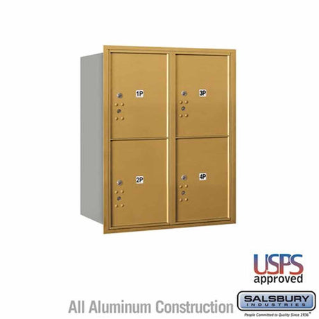 Salsbury Industries 3710D-4PGRU gold horizontal mailbox usps access