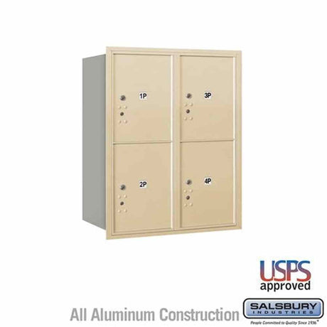 Salsbury Industries 3710D-4PSRU sandstone horizontal mailbox usps access