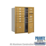 Salsbury Industries 3710DA-10GFP-10-FP 4C Horizontal Mailbox 10 Door High Front Loading Private Access Gold
