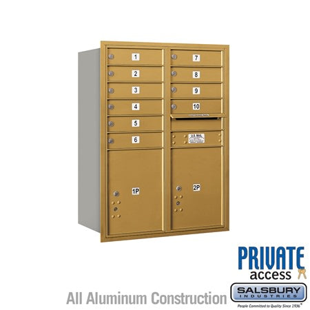 Salsbury Industries 3711D-10GRP horizontal mailbox private access, additional view