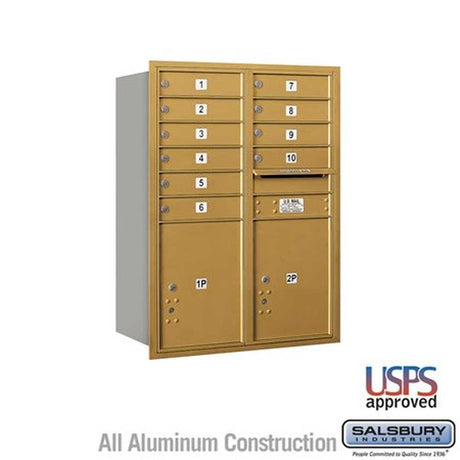 Salsbury Industries 3711D-10GRU gold horizontal mailbox usps access
