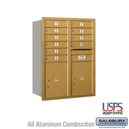 Salsbury Industries 3711D-10GRU gold horizontal mailbox usps access