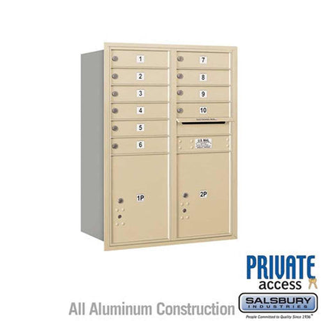 Salsbury Industries 3711D-10SRP sandstone horizontal mailbox private access
