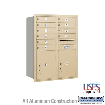 Salsbury Industries 3711D-10SRU sandstone horizontal mailbox usps access