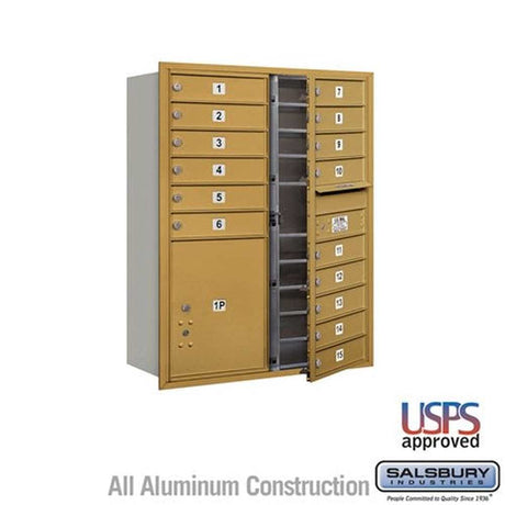 Salsbury Industries 3711D-15GFU gold horizontal mailbox usps access