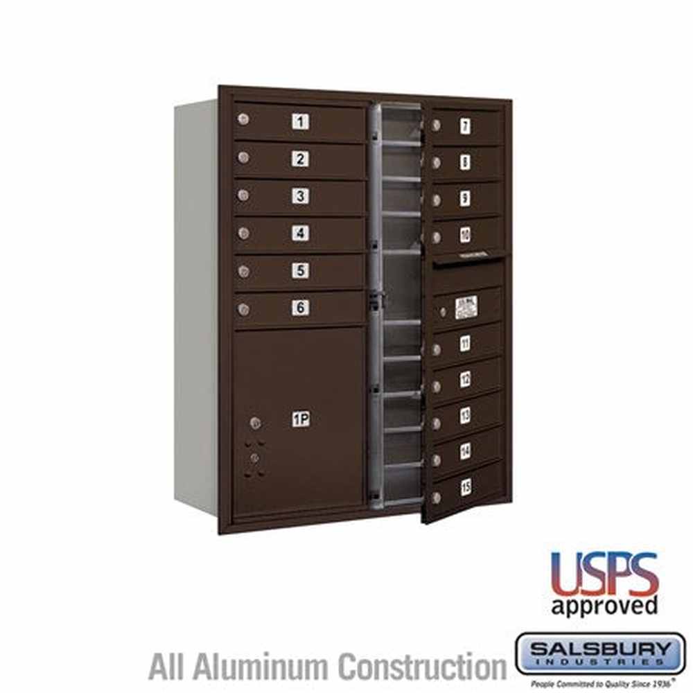 Salsbury Industries 3711D-15ZFU bronze horizontal mailbox usps access