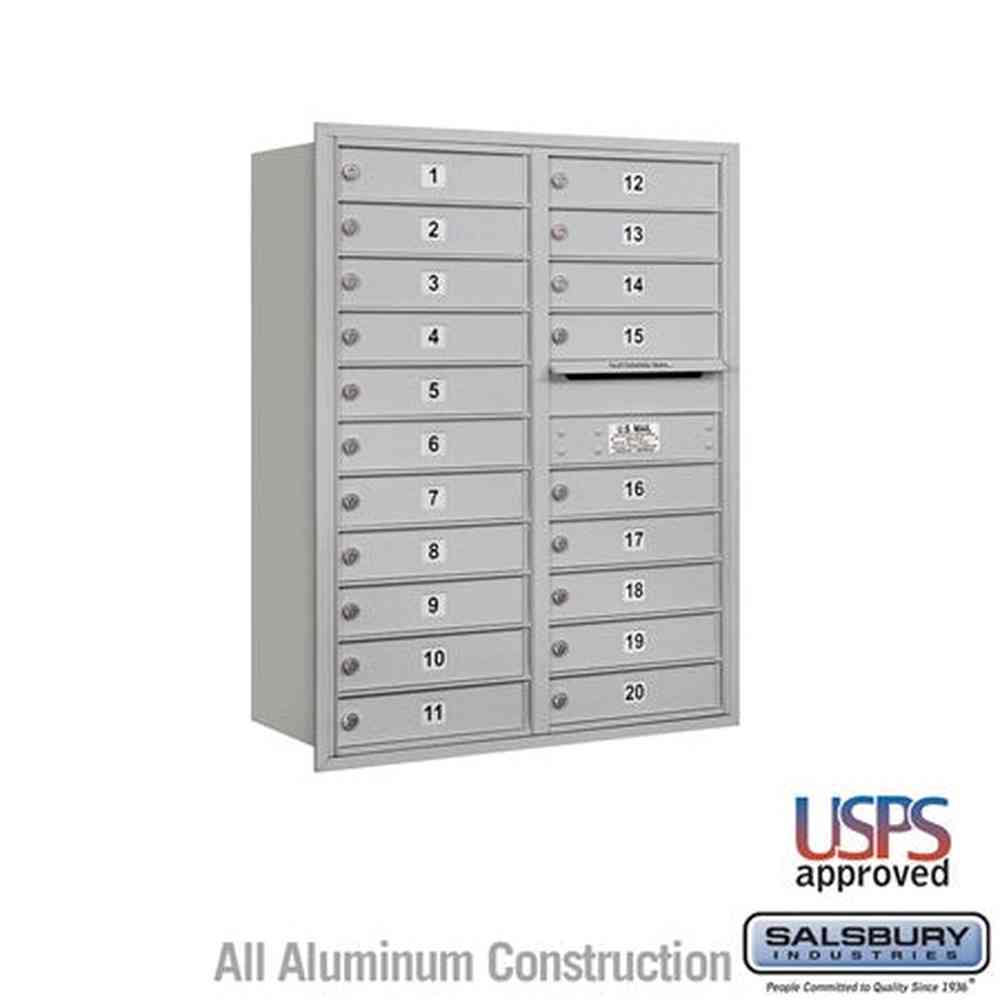 Salsbury Industries 3711D-20ARU aluminum horizontal mailbox usps access