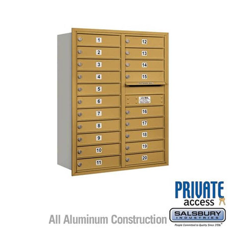 Salsbury Industries 3711D-20GRP gold horizontal mailbox private access