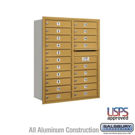 Salsbury Industries 3711D-20GRU gold horizontal mailbox usps access