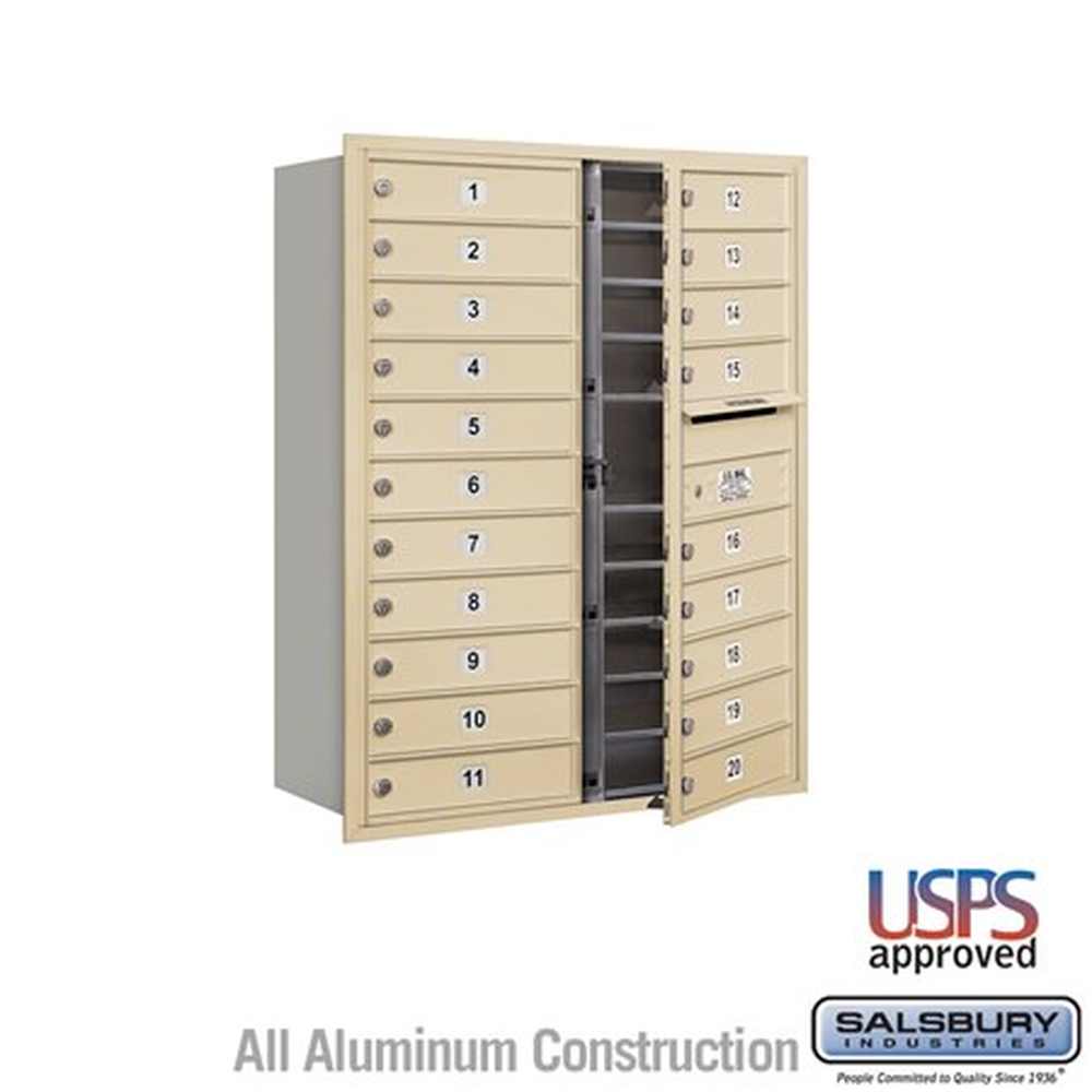 Salsbury Industries 3711D-20SFU sandstone horizontal mailbox usps access