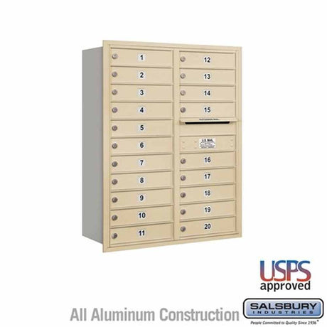 Salsbury Industries 3711D-20SRU sandstone horizontal mailbox usps access