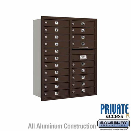 Salsbury Industries 3711D-20ZRP bronze horizontal mailbox private access