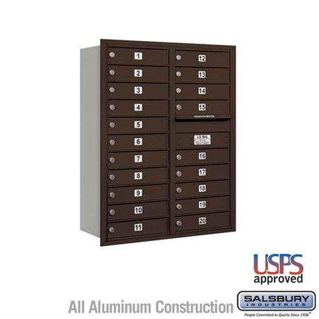 Salsbury Industries 3711D-20ZRU bronze horizontal mailbox usps access