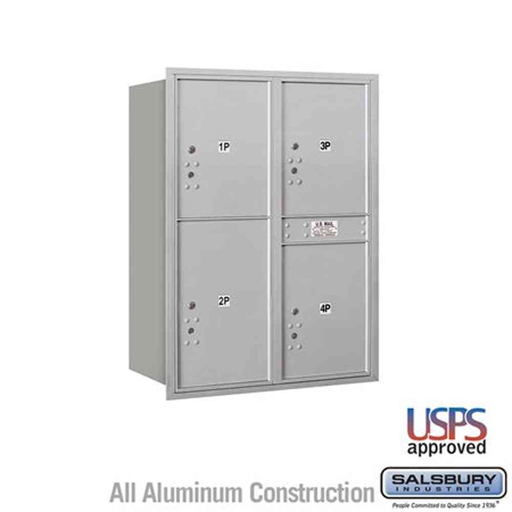 Salsbury Industries 3711D-4PARU aluminum horizontal mailbox usps access