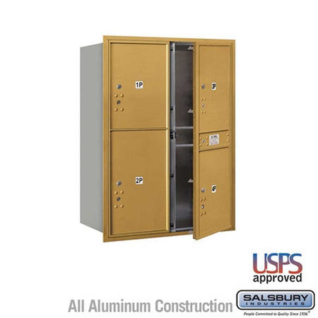 Salsbury Industries 3711D-4PGFU gold horizontal mailbox usps access