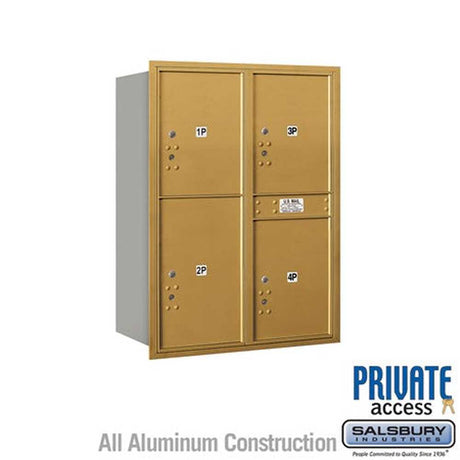 Salsbury Industries 3711D-4PGRP gold horizontal mailbox private access