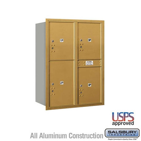 Salsbury Industries 3711D-4PGRU gold horizontal mailbox usps access