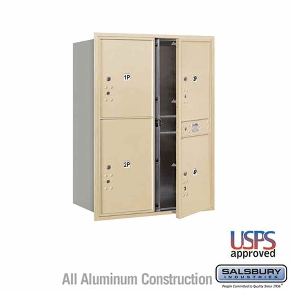 Salsbury Industries 3711D-4PSFU sandstone horizontal mailbox usps access