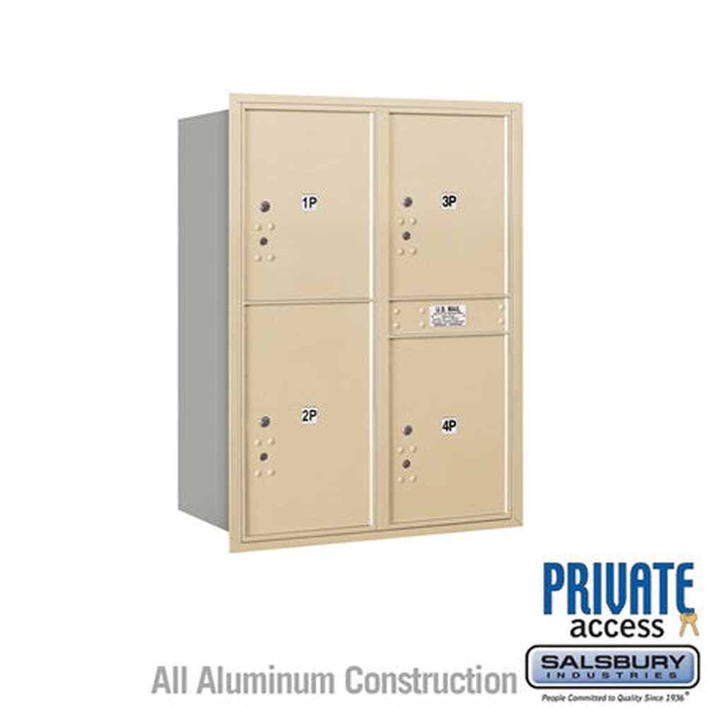 Salsbury Industries 3711D-4PSRP sandstone horizontal mailbox private access