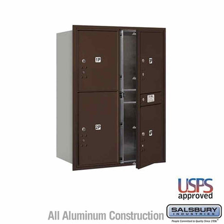 Salsbury Industries 3711D-4PZFU bronze horizontal mailbox usps access