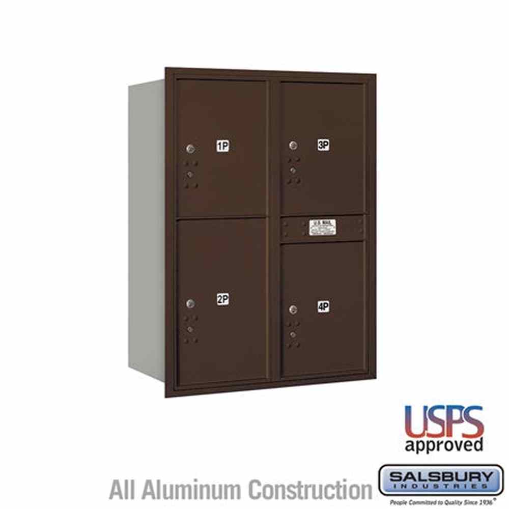 Salsbury Industries 3711D-4PZRU bronze horizontal mailbox usps access