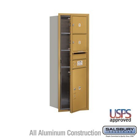 Salsbury Industries 3711S-02GFU gold horizontal mailbox usps access