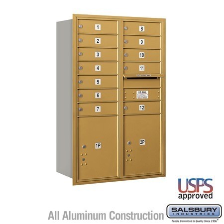Salsbury Industries 3712D-12GRU gold horizontal mailbox usps access