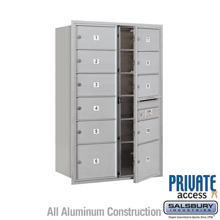 Salsbury Industries 3713D-11AFP-11-FP 4C Horizontal Mailbox 13 Door High Front Loading Private Access Aluminum