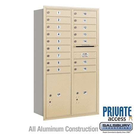 Salsbury Industries 3715D-16SRP sandstone horizontal mailbox private access