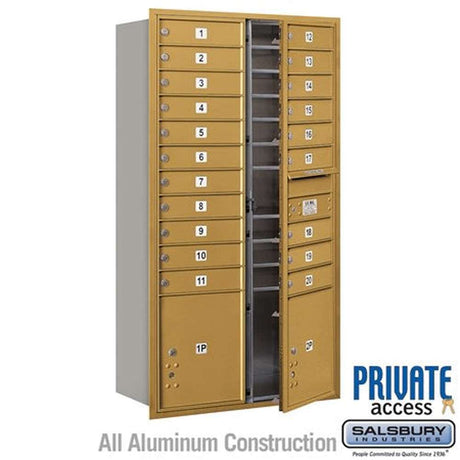 Salsbury Industries 3716D-20GFP gold horizontal maximum height mailbox private access