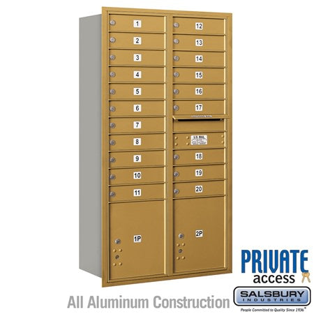 Salsbury Industries 3716D-20GRP horizontal maximum height mailbox private access, additional view