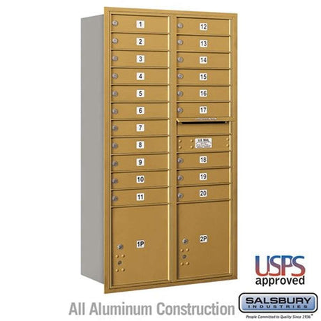 Salsbury Industries 3716D-20GRU gold horizontal maximum height mailbox usps access