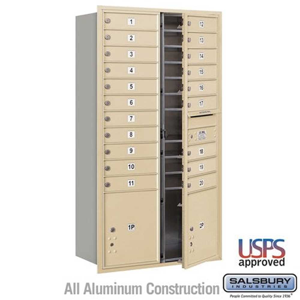 Salsbury Industries 3716D-20SFU sandstone horizontal maximum height mailbox usps access