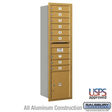 Salsbury Industries 3716S-09GRU gold horizontal maximum height mailbox usps access