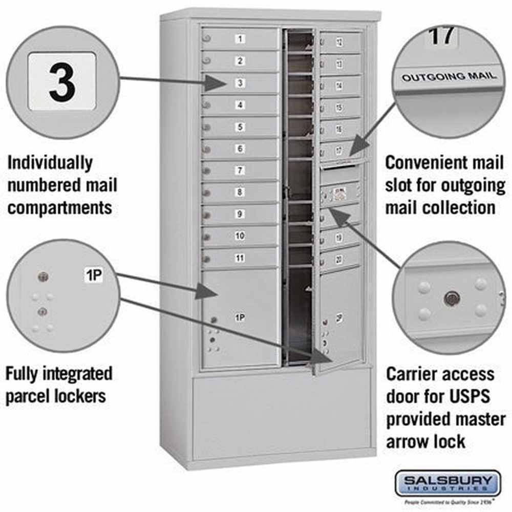 Salsbury Industries 3916D-20AFU free standing horizontal mailbox usps access