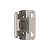 Amerock BPR7550G10 1/2 inch (13mm) Overlay Self Closing Partial Wrap Satin Nickel Cabinet Hinge - 1 Pair