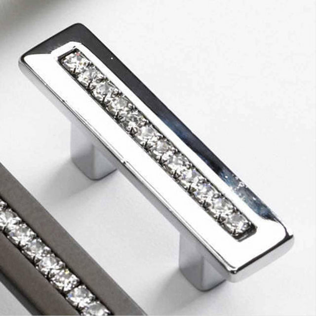Schaub and Company 301-26 Skye Vale Collection 32 mm Center Cabinet Bar Cabinet Pull with Crystal Inlay Chrome