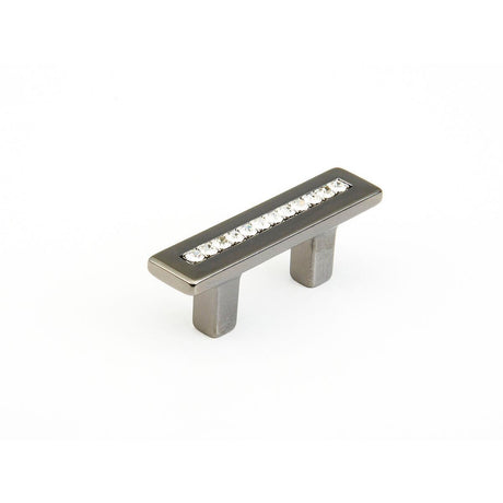 Schaub and Company 301-BC Skye Vale Collection 32 mm Center Cabinet Bar Cabinet Pull with Crystal Inlay Black Chrome